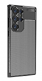 Eiroo Rugged Carbon Samsung Galaxy S24 Ultra Siyah Silikon Klf
