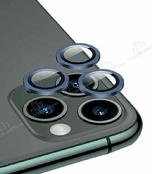 Apple iPhone 12 Pro Max 6.7 in Metal Kenarl Cam Lacivert Kamera Lensi Koruyucu