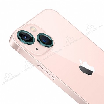 Apple iPhone 13 Mini Metal Kenarl Cam Yeil Kamera Lensi Koruyucu