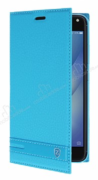 Asus Zenfone 4 Max ZC554KL Gizli Mknatsl Standl Mavi Deri Klf