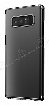 Baseus Glitter Samsung Galaxy Note 8 Tam Kenar Koruma Siyah Rubber Klf