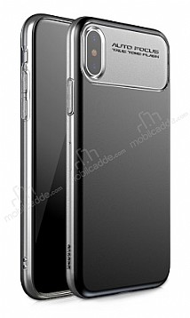 Baseus Slim Lotus iPhone X / XS Silikon Kenarl Siyah Rubber Klf