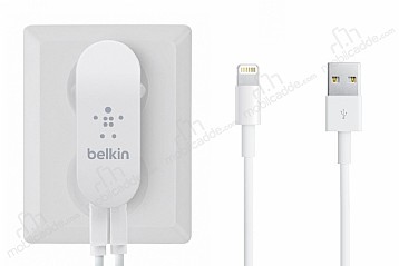 Belkin Duvar Tipi arj Cihaz + Apple Lightning Orjinal USB Beyaz Data Kablosu