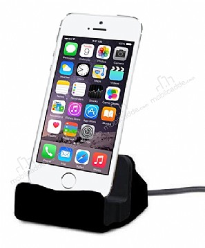 Eiroo iPhone SE / 5 / 5S Lightning Masast Dock Siyah arj Aleti