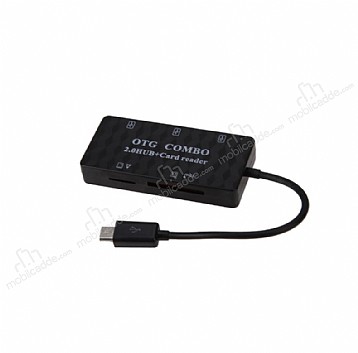 Cortrea Micro USB Siyah Hub ve Kart Okuyucu