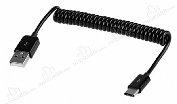 Eiroo Type-C Siyah Spiral USB Data Kablosu 1m