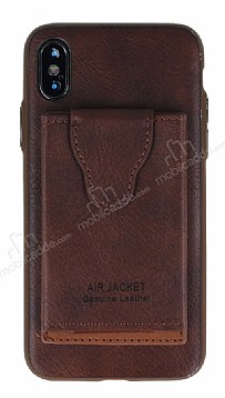 Dafoni Air Jacket iPhone X / XS Czdanl Kahverengi Deri Klf
