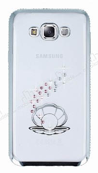Dafoni Crystal Dream Samsung Galaxy E7 Tal nci Silver Kenarl Silikon Klf