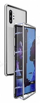 Dafoni Glass Guard Samsung Galaxy Note 10 Metal Kenarl Cam Silver Klf