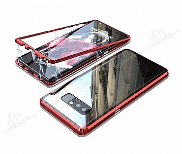 Dafoni Glass Guard Samsung Galaxy Note 8 Metal Kenarl Cam Krmz Klf