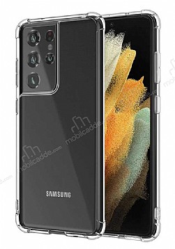 Dafoni Hummer Samsung Galaxy S21 Ultra Sper Koruma Silikon Kenarl effaf Klf