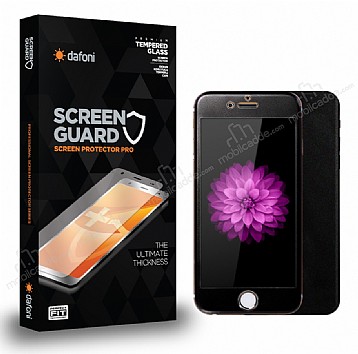Dafoni iPhone 6 / 6S Tempered Glass Premium Siyah n + Arka Metal Kavisli Ekran Koruyucu