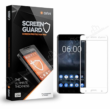 Dafoni Nokia 6 Tempered Glass Premium Full Beyaz Cam Ekran Koruyucu