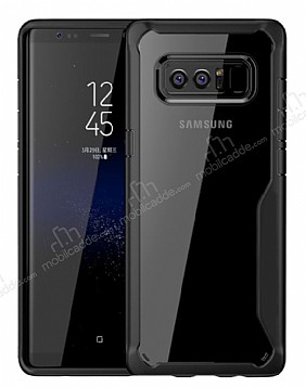 Eiroo Acrylic Hybrid Samsung Galaxy Note 8 Siyah Kenarl effaf Rubber Klf