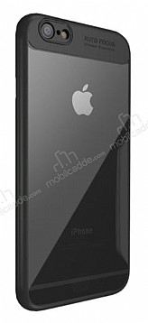 Eiroo Acrylic Hybrid iPhone 6 / 6S Siyah Kenarl effaf Rubber Klf