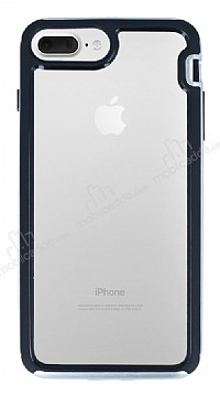 Eiroo Bumper Hybrid iPhone 6 Plus / 6S Plus / 7 Plus / 8 Plus Silver Kenarl effaf Rubber Klf