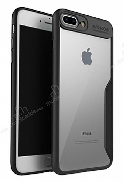 Eiroo Acrylic Hybrid iPhone 7 Plus / 8 Plus Siyah Kenarl effaf Rubber Klf