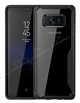 Eiroo Acrylic Hybrid Samsung Galaxy S7 Edge Siyah Kenarl effaf Rubber Klf