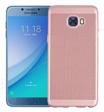 Eiroo Air to Dot Samsung Galaxy C5 Pro Delikli Rose Gold Rubber Klf