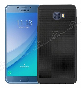 Eiroo Air to Dot Samsung Galaxy C5 Pro Delikli Siyah Rubber Klf