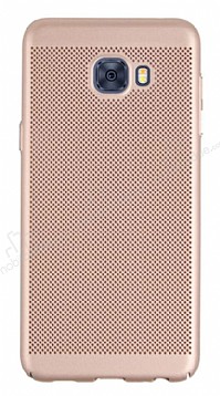 Eiroo Air To Dot Samsung Galaxy C7 Pro Delikli Gold Rubber Klf
