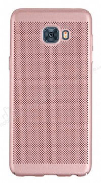 Eiroo Air To Dot Samsung Galaxy C7 Pro Delikli Rose Gold Rubber Klf