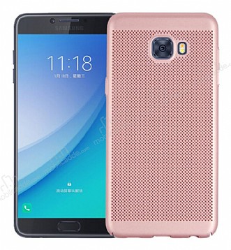 Eiroo Air To Dot Samsung Galaxy C9 Pro Delikli Rose Gold Rubber Klf