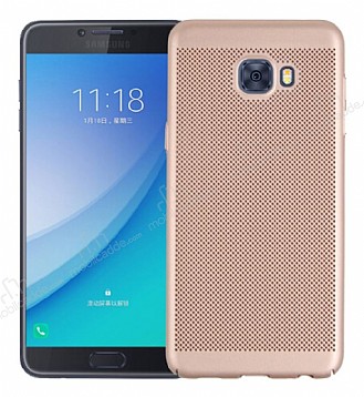 Eiroo Air To Dot Samsung Galaxy C9 Pro Delikli Gold Rubber Klf