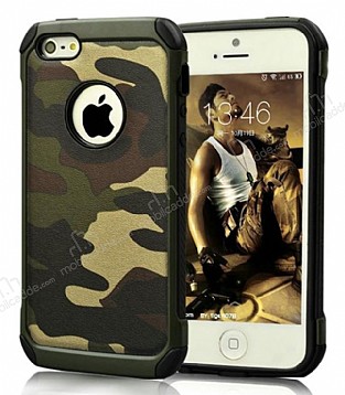 Eiroo Army iPhone SE / 5 / 5S Ultra Koruma Yeil Klf