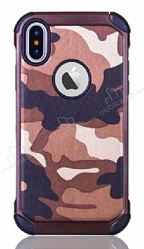 Eiroo Army iPhone X / XS Ultra Koruma Kahverengi Klf