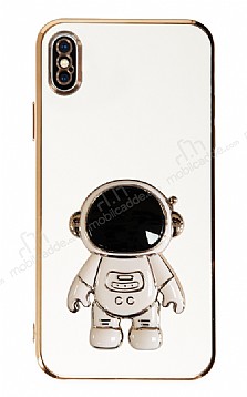 Eiroo Astronot iPhone X / XS Standl Beyaz Silikon Klf
