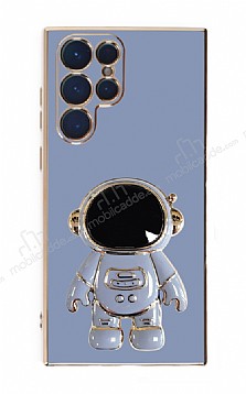 Eiroo Astronot Samsung Galaxy S22 Ultra 5G Standl Mavi Silikon Klf