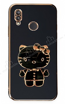 Eiroo Aynal Kitty Huawei P20 Lite Standl Siyah Silikon Klf