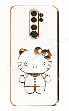 Eiroo Aynal Kitty Xiaomi Redmi Note 8 Pro Standl Beyaz Silikon Klf