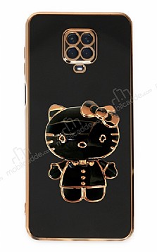 Eiroo Aynal Kitty Xiaomi Redmi Note 9 Pro Max Standl Siyah Silikon Klf