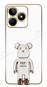 Eiroo Baby Bear Realme C53 Standl Kamera Korumal Beyaz Silikon Klf