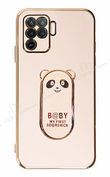 Eiroo Baby Panda Oppo Reno5 F Standl Pembe Silikon Klf