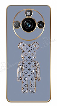 Eiroo Bearbrick Realme 11 Pro Standl Kamera Korumal Mavi Silikon Klf