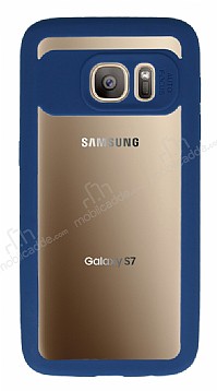 Eiroo Cam Hybrid Samsung Galaxy S7 Kamera Korumal Lacivertli Kenarl Rubber Klf