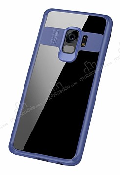Eiroo Cam Hybrid Samsung Galaxy S9 Kamera Korumal Lacivert Kenarl Rubber Klf
