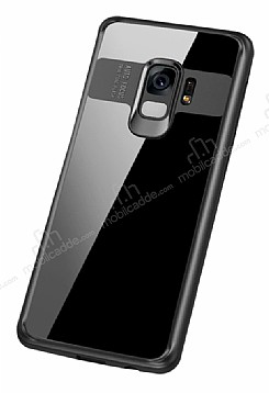 Eiroo Cam Hybrid Samsung Galaxy S9 Plus Kamera Korumal Siyah Kenarl Rubber Klf