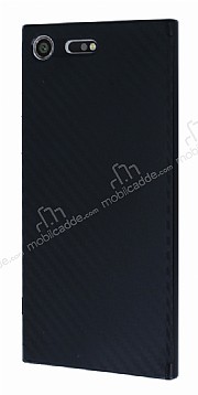 Eiroo Carbon Hybrid Sony Xperia XZ Premium Siyah Kenarl Karbon Siyah Silikon Klf
