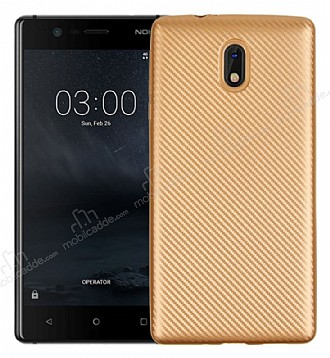 Eiroo Carbon Thin Nokia 3 Ultra nce Gold Silikon Klf
