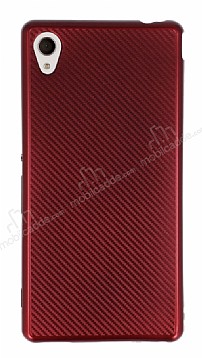 Eiroo Carbon Thin Sony Xperia M4 Aqua Ultra nce Krmz Silikon Klf