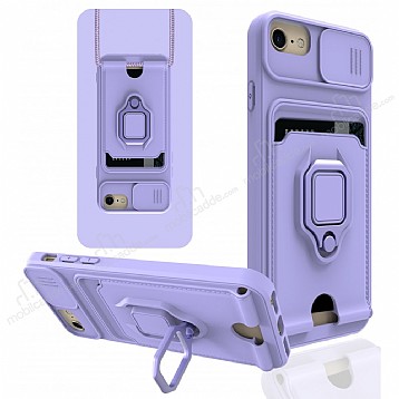 Eiroo Card Magnet iPhone 7 / 8 Kartlkl Mor Silikon Klf