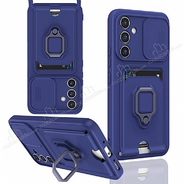 Eiroo Card Magnet Samsung Galaxy A14 4G Kartlkl Lacivert Silikon Klf