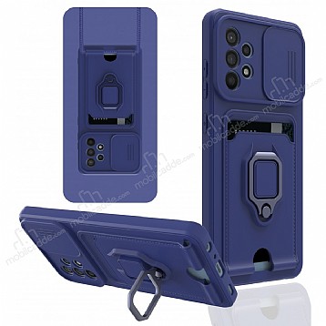 Eiroo Card Magnet Samsung Galaxy A72 / Galaxy A72 5G Kartlkl Lacivert Silikon Klf