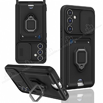 Eiroo Card Magnet Samsung Galaxy A54 Kartlkl Siyah Silikon Klf