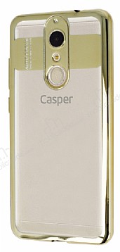 Eiroo Clear Thin Casper Via G1 Plus Gold Kenarl effaf Silikon Klf