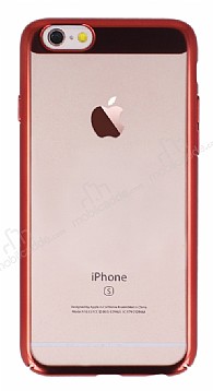 Eiroo Clear Thin iPhone 6 Plus / 6S Plus Krmz Kenarl effaf Rubber Klf